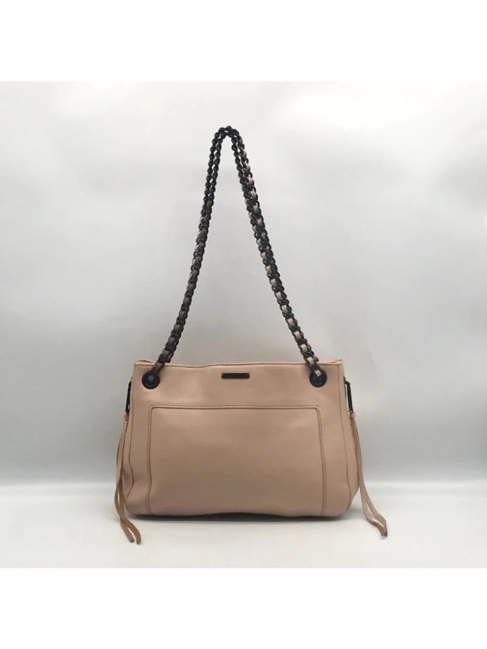 Rebecca Minkoff Blush Beige Leather Expandable Double Chain Shoulder Bag